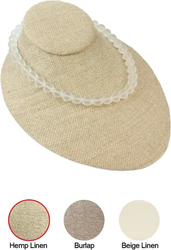Miniatura 6 de MOOCA Juego de 2 piezas de collar de lino texturizado para exhibición de bustos, exhibición de joyas, collar, cadena de joyería, soporte