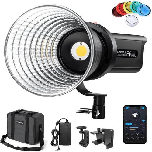 AMBITFUL EF100 100W 5600K Aurora COB LED luz de video, CRI 95+, TLCI 97+, efectos FX integrados para fotografía de naturaleza muerta, retrato,