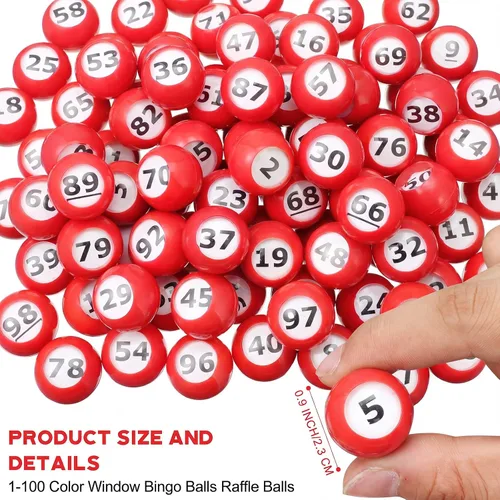 Miniatura 4 de Poen El juego de bingo de lotería de 121 piezas de números 1-120 incluye jaula de 12 pulgadas, rifa de bolas de ventana de 0.9 pulgadas para noche