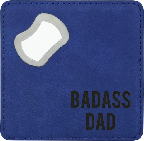 Pavilion Gift Company Badass Dad - Posavasos de acero inoxidable para abrebotellas de 4 x 4 pulgadas y 4 pulgadas, 4 pulgadas, color azul