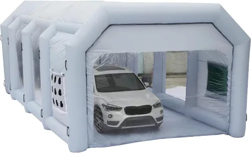 Xmaybang Cabina de pulverización inflable de 26 x 15 x 10 pies, cabina de pintura automática portátil con sistema de filtración, adecuada para autos
