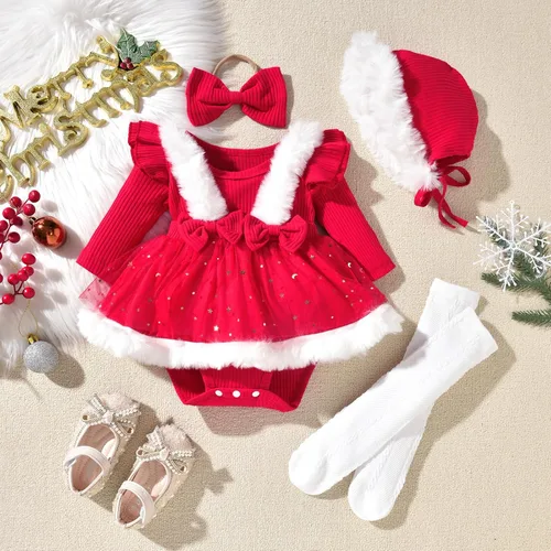 Miniatura 35 de Unutiylo Ropa de bebé recién nacida prematura con tirantes, traje de otoño e invierno, traje de manga larga con volantes