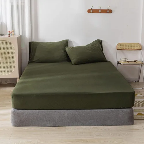 Miniatura 8 de DONEUS - Juego de sábanas bajeras de algodón de punto de color verde oscuro, conjunto de sábanas bajeras de 3 piezas con bolsas de 15.0 pulgadas