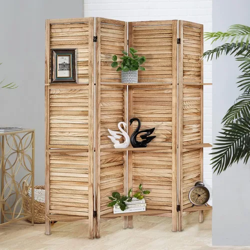 Miniatura 11 de Divisor de habitación con estantes, pantalla de privacidad, separadores de habitación y pantallas de privacidad plegables, separador de separación