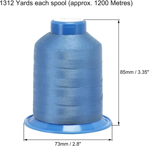 Miniatura 2 de uxcell Hilo de coser de poliéster extrafuerte de 1312 yardas, hilo de tapicería de 210D/0.013 in para costuras manuales y a máquina (azul)