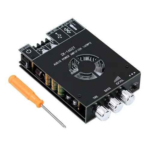 Miniatura 8 de Hosyond ZK-1002T 2x100W Bluetooth 5.0 Amplificador, TPA3116D2 Módulo de amplificador de audio estéreo de 2 canales con control de graves y agudos