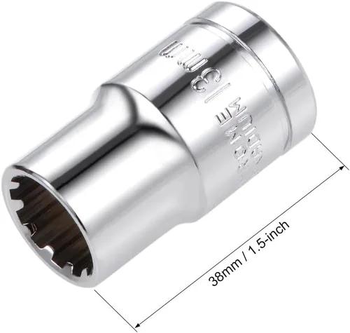 Miniatura 2 de uxcell 1/2-inch Drive E13 Universal Spline Socket poco profundo 12 puntos Cr-V Acero 2 Pcs