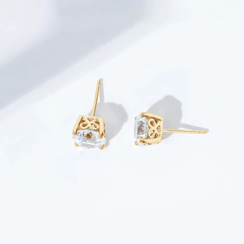 Miniatura 5 de Tienda Collection Yellow Gold Plated, Platinum or Rose Gold Plated Sterling Silver Infinite Elements Cubic Zirconia Stud Earrings White, Blue