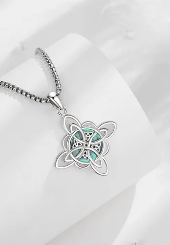 Miniatura 2 de EUDORA Collar de plata de ley S925 con nudo de brujas con tetragrammaton pentagrama, rueda de Hekate, Lilith Moon Witchy colgante para mujer
