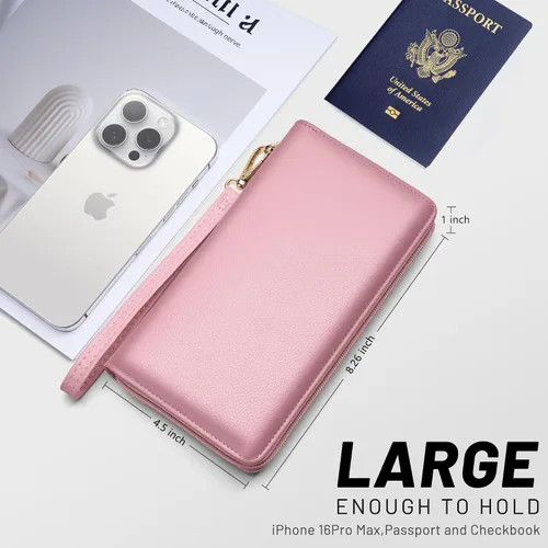 Miniatura 52 de Chelmon - Monedero para mujer de cuero genuino con bloqueo de señal RFID, para tarjetas de crédito
