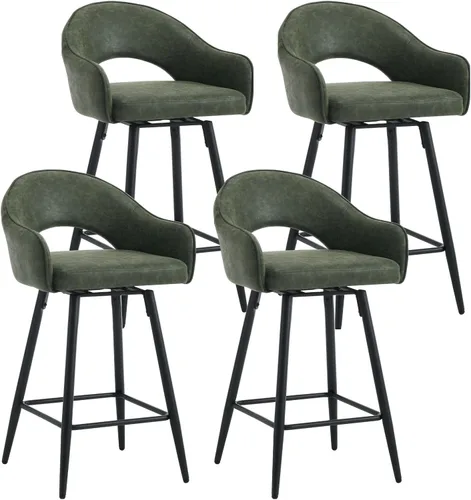 Miniatura 8 de DUOMAY Juego de 2 taburetes de bar giratorios, modernos taburetes de altura de mostrador de 27 pulgadas, silla de isla de cocina tapizada de Blanco