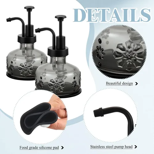 Miniatura 3 de Tioncy Dispensador de jabón antiguo para cocina, baño, encimera, dispensador de bomba de jabón de vidrio, contenedor pequeño rústico recargable