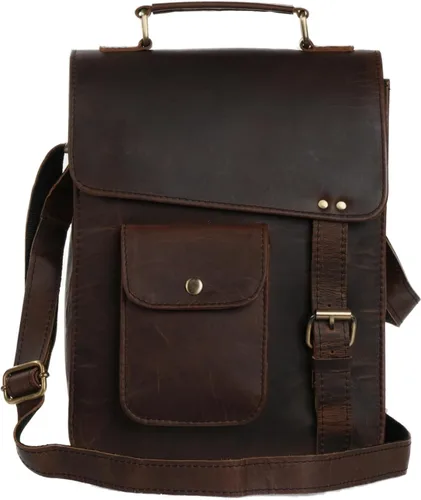 Bolso bandolera de cuero vintage hecho a mano, pequeño, color marrón oscuro, bolso de hombro, unisex, mini maletín de oficina, bolsa escolar,