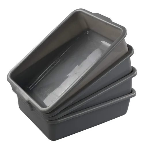 Miniatura 6 de 4 paquetes de 8 litros gris comercial autobús tina caja de la bandeja del totalizador