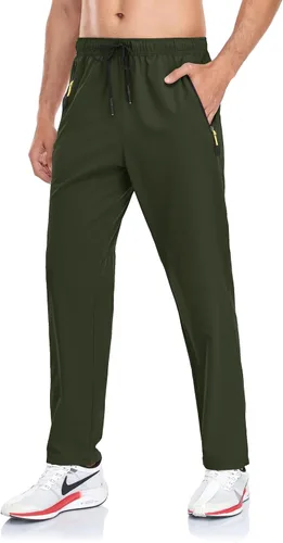 Miniatura 36 de Rapoo Pantalones ligeros para hombre con bolsillos con cremallera, secado rápido, pantalones deportivos de viaje para entrenamiento
