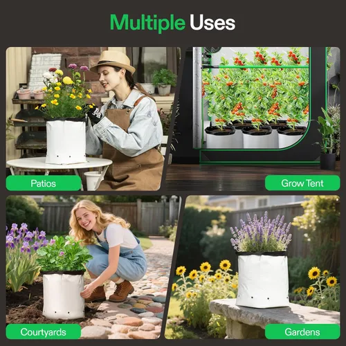 Miniatura 7 de VIVOSUN Paquete de 50 bolsas de cultivo de 1 galón para plantas, contenedores de película de panda en blanco y negro, bolsa de plástico gruesa