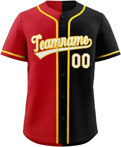 Miniatura 32 de Camiseta de béisbol dividida personalizada con botones y número de nombre cosido personalizado para hombres/mujeres/niños