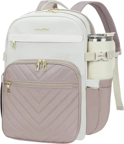 Miniatura 12 de VANKEAN - Mochila para laptop de 17.3 pulgadas para mujeres y hombres, bolsa de trabajo de moda con puerto USB, mochilas impermeables