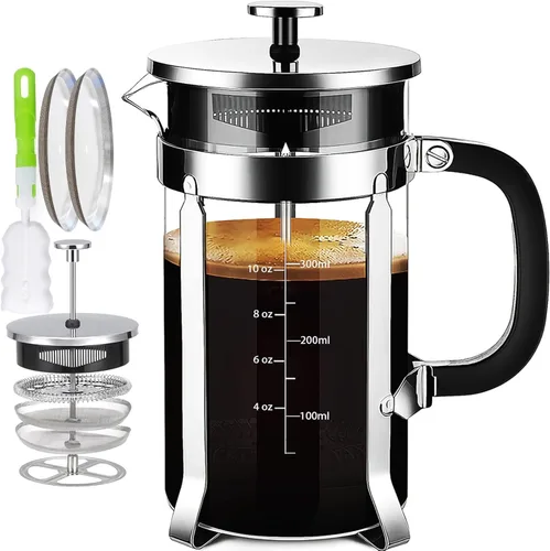 Miniatura 12 de YMMIND Cafetera de prensa francesa de 21 onzas, cafetera espresso de 4 tazas, cafetera de borosilicato engrosado resistente al calor para café frío