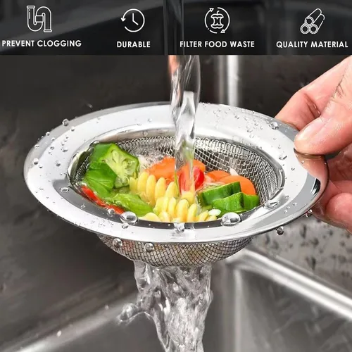 Miniatura 4 de Colador de fregadero de acero inoxidable de malla fina para fregadero de cocina, borde ancho grande de 4.3 pulgadas de diámetro, 2