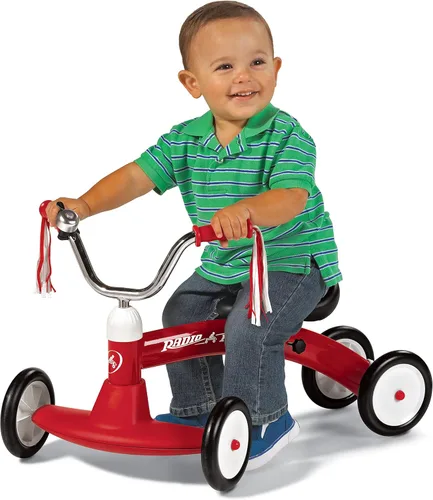 Radio Flyer Scoot About Ride On Tike para edades de 1 a 3 años, cuatro ruedas para estabilidad al patinear y dirección funcional para fácil