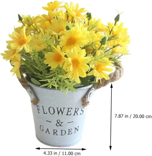 Miniatura 8 de ARTIBETTER 1 pieza de margarita de hierro con cuerda de hierro para decoración de mesa para Salas de Casa falsa margarita bonsái amarillo flores