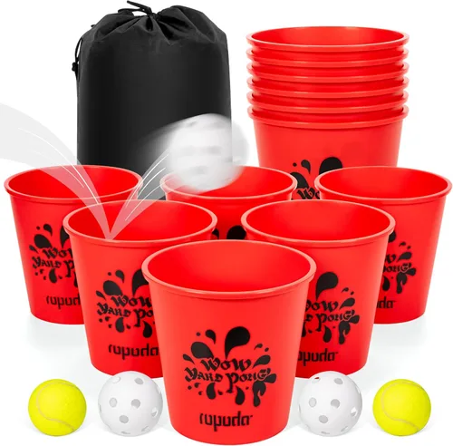 Miniatura 9 de ropoda Juego de Pong Gigante para Patio, Juegos de Patio con Cubos y Bolas Duraderas - Elige Rojo Grande, XL, o Verde - Brilla en la Oscuridad