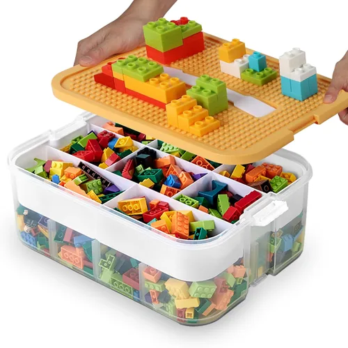 Caja de almacenamiento de juguetes para niños para bloques de construcción apilables de Lego, organizadores de contenedores en miniatura,