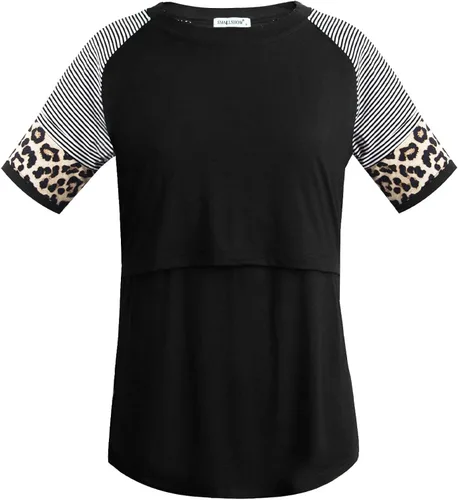 Miniatura 7 de Smallshow Camisas de lactancia para mujer, manga corta de retazos