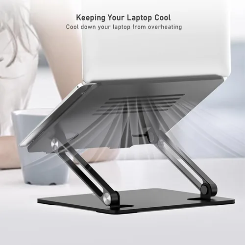 Miniatura 6 de BoYata Soporte para laptop, elevador ajustable para laptop con silicona deslizante y ganchos protectores, soporte para laptop de hasta 17 pulgadas