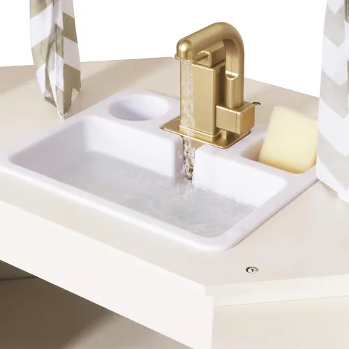 Miniatura 7 de Conjuntos Grandes de Cocina de Madera de Esquina para Jugar con Máquina de Hielo, Dispensador de Agua, Panificadora, Lavadora, Pantalla Electrónica