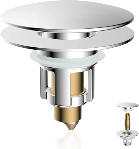 Miniatura 14 de iFealClear Tapón Universal para Lavabo de Baño, Colador de Drenaje Emergente de Metal con Cesta Recoge Pelo, Compatible con 1.1"-2.36" de Lavabo EE.