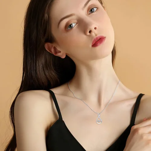 Miniatura 4 de Collar con colgante infinito para mujer, plata de ley 925, collares de piedra natal brillante, aniversario, cumpleaños, joyería fina, regalos