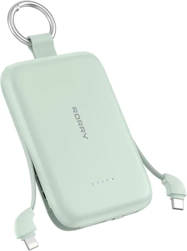 Miniatura 18 de RORRY Cargador portátil, batería externa de 5000mAh con cables incorporados, paquete de batería de llavero de viaje para iPhone 17/16/15/14/13/12