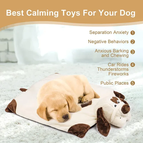 Miniatura 2 de Moropaky Juguete de latido del corazón para cachorro, animal de peluche para aliviar la ansiedad del cachorro y ayuda calmante, juguete de latido