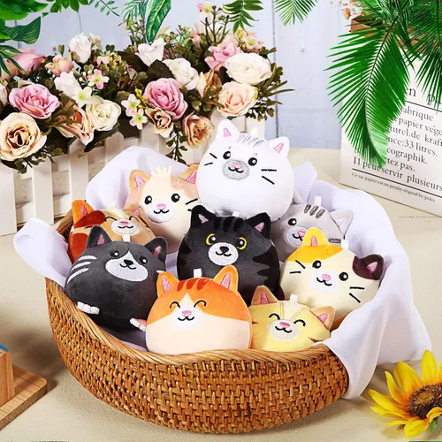 Miniatura 4 de Libima 9 piezas mini llaveros de animales de peluche de 3.15 pulgadas, pequeños adornos lindos de felpa, juguetes a granel para baby shower