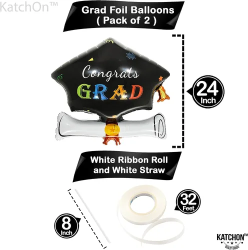 Miniatura 2 de Globos de graduación clase de 2026 – Grandes 24 pulgadas, decoraciones de graduación 2026 Globos de gorra de graduación, globos de sombrero