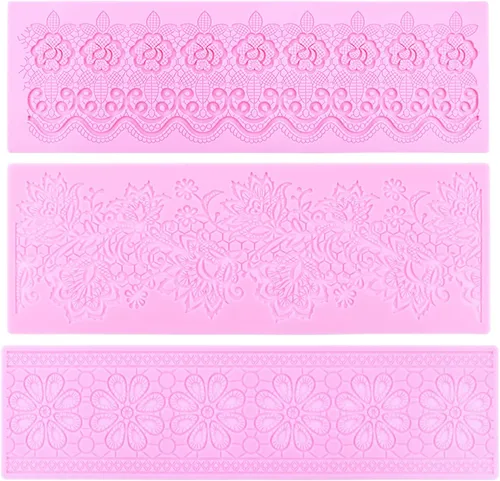 Miniatura 2 de Moldes de fondant de encaje en relieve, tapete de encaje de flores de múltiples círculos, herramienta de decoración de pasteles de boda, molde