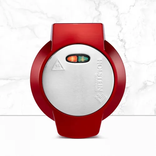 Miniatura 2 de Holstein Housewares Aparato para hacer tortillas y frittatas de acero inoxidable de 2 secciones, revestimiento antiadherente, fácil de limpiar, Rojo