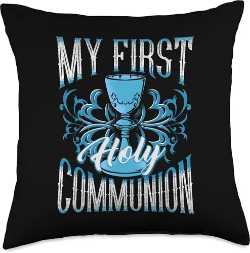 Miniatura 5 de Comunion Tees NYC My First Holy Comunion Gift Kids Cáliz Girls Blue Boys Throw Pillow, 15.7 x 15.7 in, multicolor
