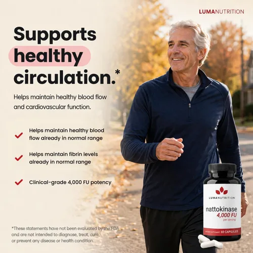 Miniatura 5 de Luma Nutrition Suplemento de Nattokinase - Natto 4000 FU por porción, soporte premium para la salud del corazón - Vegano y sin gluten - 60 cápsulas