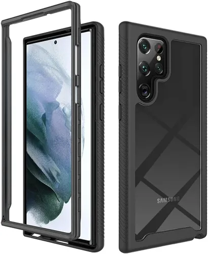 AKABEILA Funda compatible con Samsung Galaxy S22 Ultra, compatible con Samsung Galaxy S22 Ultra, fundas de teléfono de cuerpo completo de 360°, Negro