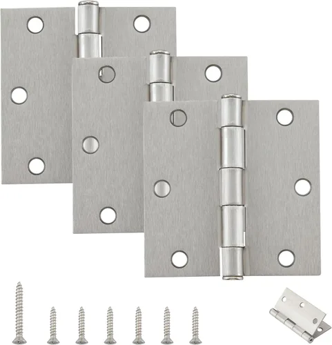 Miniatura 15 de HOME MASTER HARDWARE Paquete de 3 bisagras redondeadas de color negro mate, bisagras de puerta interior de 3.5 pulgadas, esquinas de radio de 1/4