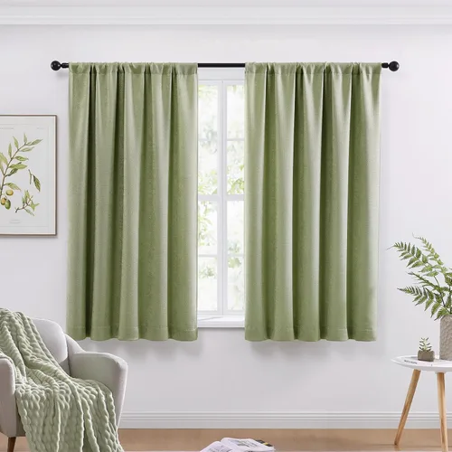 Miniatura 25 de WRENSONGE Cortinas opacas para dormitorio, cortinas opacas negras de 63 pulgadas de largo para sala de estar, ventanas, cocina, habitación, cortinas