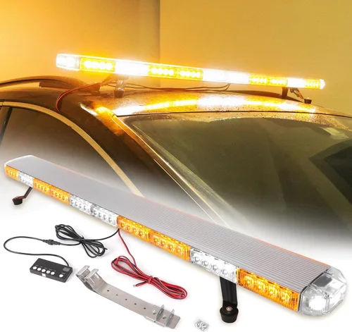 Miniatura 8 de Barra de luz estroboscópica de advertencia de emergencia para techo, color ámbar/amarillo, de bajo perfil, 86 LED, 50 pulgadas, para construcción