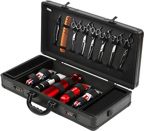 Estuche de transporte de peluquería, estuche de viaje portátil, kit profesional para el cabello, organizador de almacenamiento, maleta con asa y