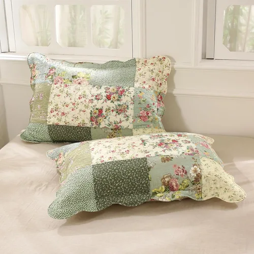 Miniatura 6 de vctops Juego de colcha acolchada de algodón con retazos bohemios, tamaño Twin, 2 piezas, suave, reversible, ligero, juego de cubrecama con estampado