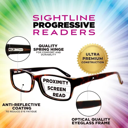 Miniatura 2 de Sightline H101 Progressive Reading Glasses – Comfortable No-Line Multifocal Readers for Men & Women, Acetate Frame