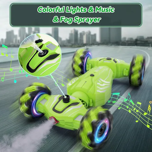 Miniatura 5 de Dysaim Gesture RC Car, juguetes regalos de cumpleaños para niños de 6 a 12 años de edad, auto de control remoto 4WD, rotación de 360°, Verde