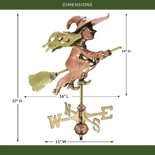 Miniatura 3 de Good Directions 8849PG Witch Garden Veleta de cobre pulido con poste de jardín